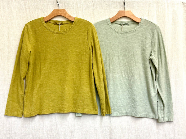 Cotton Linen Jersey Long Sleeve Easy Top (Other color available)