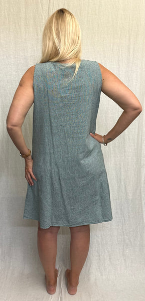 Cotton Linen Crosshatch Pocket Tank Dress (New color!)