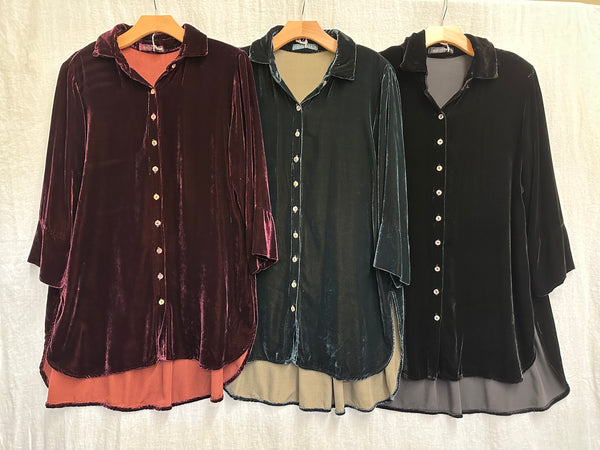 Rayon Silk Velvet Easy Shirt (Other colors available)
