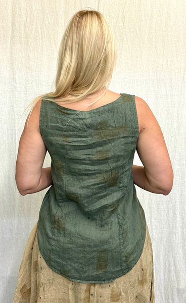 Hanky Linen Brush Stroke Shirt Tail Tank (Other color available)