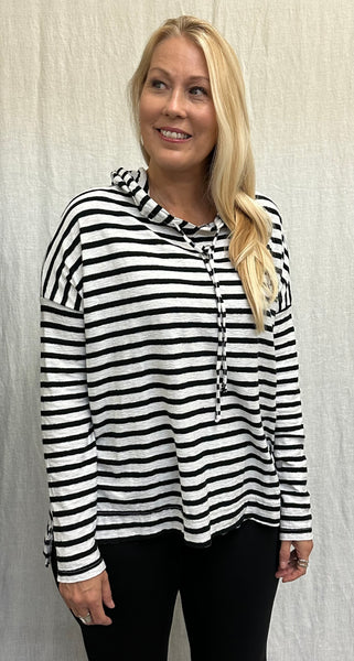 Cotton Linen Black/Natural Stripe Sweatshirt