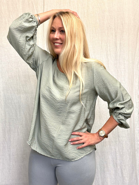Rayon Parachute Balloon Sleeve Top (Other color available)