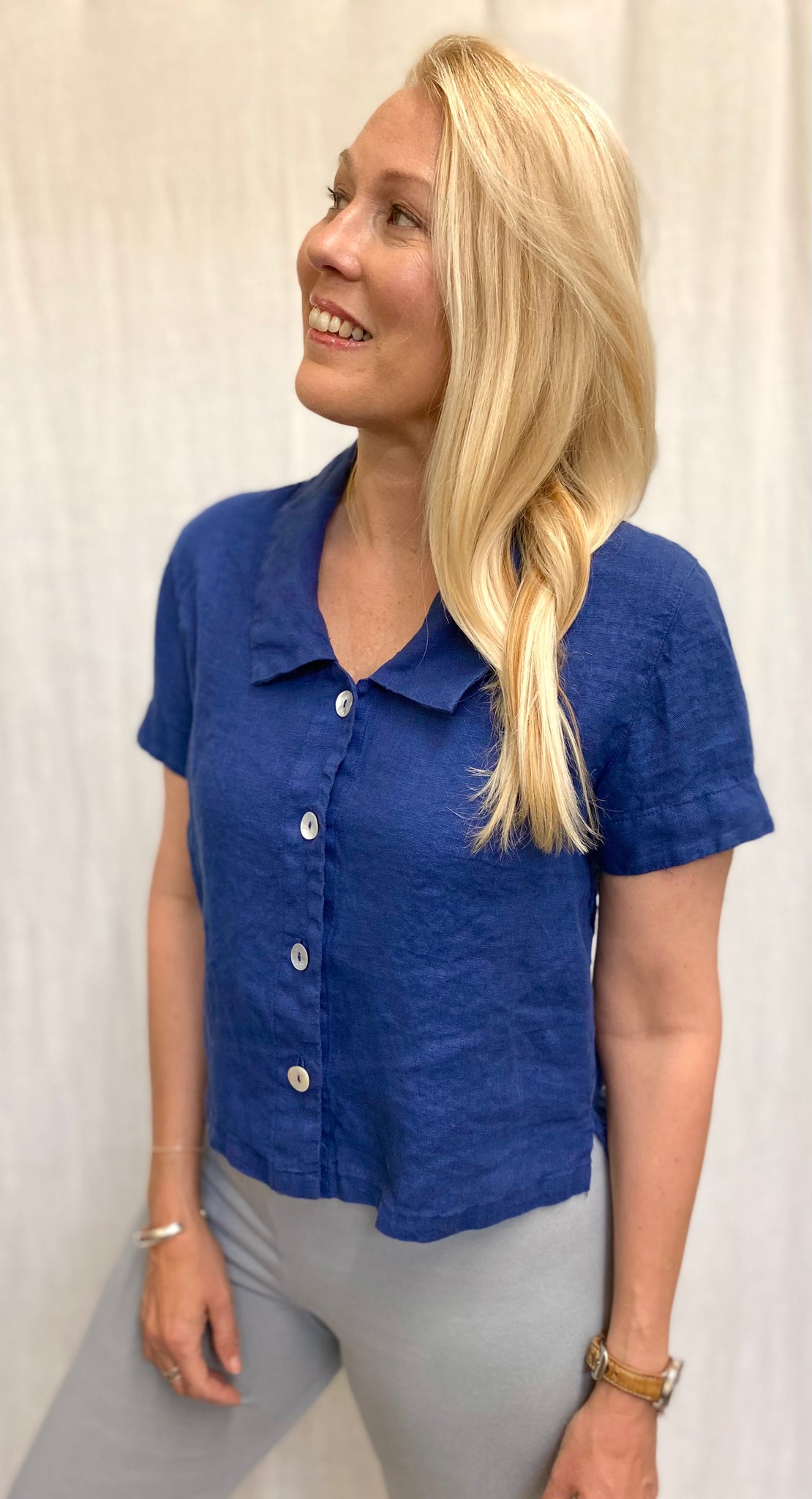 Linen Short Sleeve Cropped Jacket (More colors available)