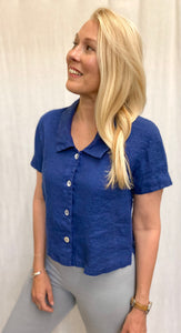 Linen Short Sleeve Cropped Jacket (More colors available)