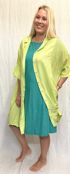 Lightweight Cotton Linen Jersey Seamed Midi Dress (Other color available)