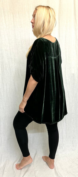 Rayon Silk Velvet Back Pleat Top (More colors available)
