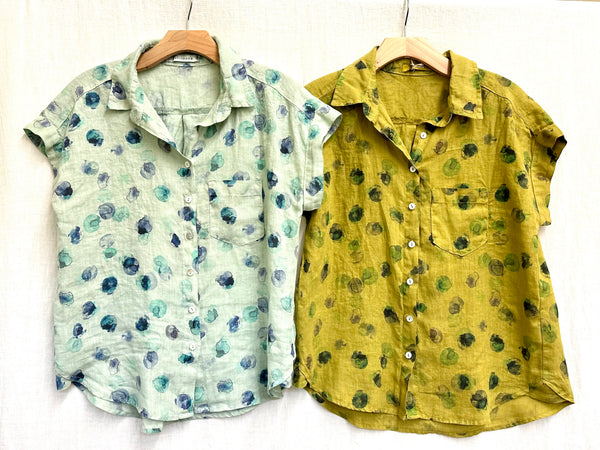 Hanky Linen Ink Spot Short Sleeve Pocket Shirt (Other color available)