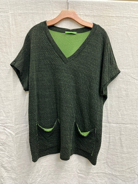 Cotton Rayon Charcoal Doublecloth Pocket Vest