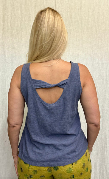 Cotton Linen Jersey Twist Tab Tank (Other color available)