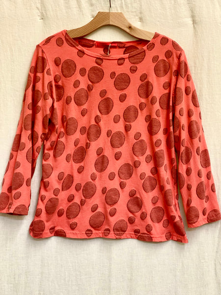 Cotton Dot Jacquard 3/4 Sleeve Boatneck Top (New color!)